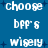 Blue background with white text and dark blue plus signs; repeated phrases 'choose', 'bfp-6', 'wisely' in pixelated font across two
