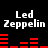 Black background with white text 'Led Zeppelin' and red horizontal bar graphs in two , showing animation changes in bar heights
