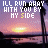 Pixelated sunset scene with palm tree silhouette and text 'ILL RUN AWAY WITH YOU BY MY SIDE' where 'SIDE' is yellow in some frames.