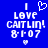 Blue background with white pixelated text reading 'I LOVE CANTLIN! 8-1-07' and two heart symbols, one above and one below the text.