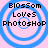 Four identical circular icons with blue concentric rings on a pink background, each containing three lines of pixelated text.
