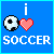 A 3x3 contact sheet of animated soccer-themed buddy icons showing frame-by-frame movement of a pixelated soccer ball and heart symbol against a blue background with "SOCCER" text.