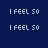 identical pixelated text icons on a dark blue background, each displaying 'I FEEL SO' with animated overlays changing between 'MAD' and 'ANGRY'