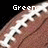 Brown football with white laces on black background, text 'Green Bay Pack' and 'ROCK!' in pixelated font.
