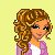 Pixel art contact sheet showing three frames of an animated icon with a cartoon character and text elements on yellow background.