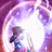 Pixelated static icon with purple and pink gradient background featuring a white circular shape, dark silhouette of a figure holding an object, and scattered light effects.