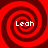Four identical red spiral patterns arranged in a , each containing the text 'Leah' at its center