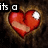 A four- of pixelated red hearts with white highlights on a dark brown background, each containing distinct text fragments