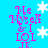 Pixelated text 'Me Myself & I LOL JK.' in pink and purple on a bright blue background with white snowflakes.