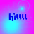 Pixelated blue text 'hi!!!' on a pink-to-blue gradient background with shifting light effects.