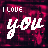 four identical showing 'I LOVE YOU' text over a dark red floral background with small heart symbols