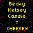 Pixelated yellow text on black background with pink dots, showing two identical vertical text sequences with equal signs and 'CHEESEY' in all caps.