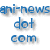 Blue pixelated text reads 'ani-news dot com' in three stacked lines on a white background with faint gray drop shadows.