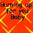 Red background with yellow diamond lattice pattern and repeated black text "Burning up for you Baby" in four quadrants.