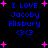 Blue pixelated text reading "I LOVE Jacoby Ellsbury <3<3" on black background with pink plus signs, repeated in two with slight spacing differences