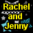 A split-screen buddy icon with text on the left and a photo of two smiling women on the right.