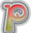 A pixelated animated contact sheet showing two frames of a stylized letter P icon with gradient colors and scattered numerical digits on the right frame.