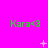 Green text 'Kara<3' repeated across a bright pink background with small white pixelated symbols scattered throughout.