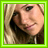 A 48x48 pixel buddy icon split into two sections: a left-side photo of a person with blonde hair and right-side green background text reading "Laguna Beach" in black block letters, framed by bright green borders.