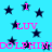 A static image with a bright cyan background filled with dark blue stars and repeated pink text reading "I LUV DOLPHIN" in a pixelated style.
