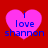 Four identical pink heart-shaped icons with blue text "i love shannon" on a red background, arranged in a