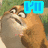 Animated pixelated image of a cartoon character with brown fur and a large belly, showing sequential text overlays.