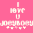 Pixelated pink background with white text reading "I love U" above repeated name and star symbols.