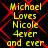Yellow text reading "Michael Loves Nicole 4ever and ever" on black background with red diamond pattern, repeated in four identical quadrants