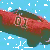 Red and green vehicle with '01' text on side, set against light blue background with scattered white pixels.