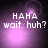 Pixelated purple background with white text 'HAHA wait. huh?' and shifting light effects across four