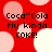 Red background with light pink and white circles; black text reads "Coca-Cola My kinda COKE!" in four identical quadrants.