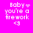 Pixelated text on bright pink background with animated heart and sparkle effects near 'Baby' text.