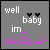 Static image with gray background displaying text "well baby im silent" in white and pink, featuring animated heart symbols above "baby" that change shape across observations.
