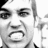Black-and-white image of a person's face with clenched teeth and furrowed brows, displayed in four showing slight variations