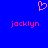 Blue background with pink pixelated text 'jacklyn' on left and right, plus a pink heart symbol above center.