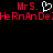Red pixelated text 'Mr S. He RnAn De He RnAn De' on black background with white heart symbol between two 'Mr S.' segments.
