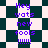 Pixelated text 'Hey wats new fools !!!!!' on a checkered background with alternating dark and light squares.