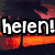 six pixelated images with 'heien!' text overlaid, each showing a different sunset or sunrise scene with palm trees and water reflections