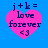 Four identical pink heart-shaped icons on blue background with dark blue text reading j+k= love forever <3