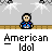 Animated contact sheet of American Idol-themed AIM buddy icons featuring pixelated characters, text bubbles, and group scenes with blue/red color schemes.