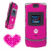 Pink mobile phone icon with heart-shaped variant, showing front and side views of a flip phone design.