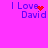 A bright pink background displays four identical 'I Love David' text arrangements with varying red pixel animations above the word 'Love'.