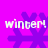 Pixelated purple snowflakes on bright pink background with white text reading 'winter!' in four quadrants.