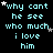 Pixelated cyan text on black background with scattered white and gray stars, repeating 'why cant he see who much i love him' in