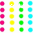colorful circular icons with some featuring small animal shapes, arranged in and on a white background