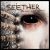 Pixelated static image of a close-up face with visible eye and partial mouth, featuring the text "SEETHER" above in blocky letters on a light background.