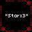 Black background with red dotted border and star motifs, four instances of "*Starx3*" text in white pixelated font at corners.