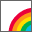 rainbow-colored arc icons with red text 'LOVE' appearing progressively across on a white background
