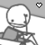A 50x50 pixel animated buddy icon showing a stick figure with a heart symbol that changes from white to black across two frames.