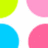 Pixelated icon with four colored circles and pink text on a yellow background reading 'i want a bf<3'